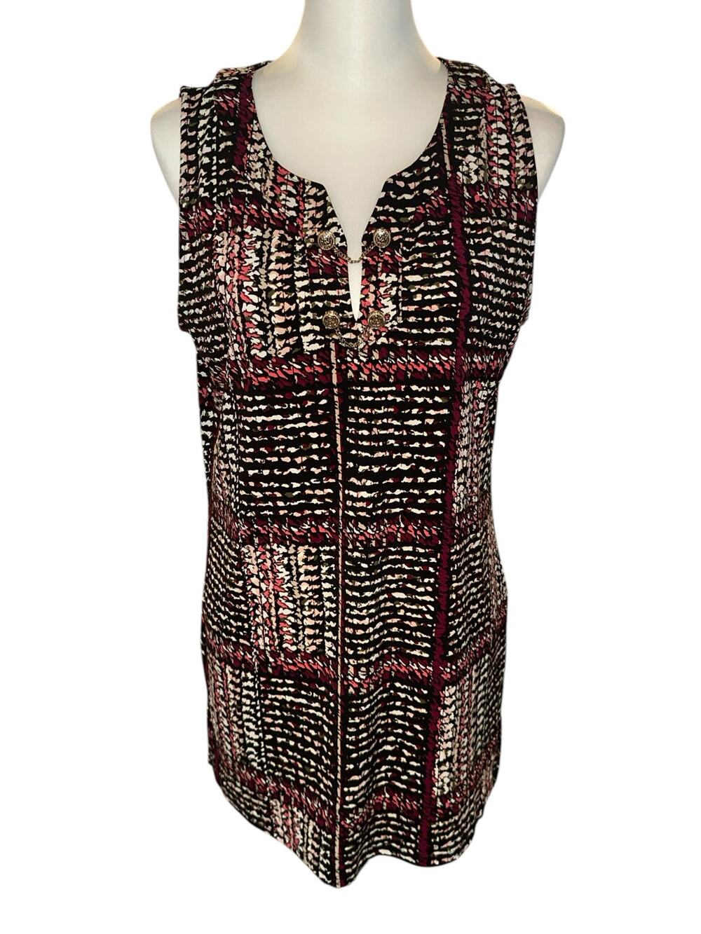 White House Black Market Sleeveless Dress Pink Black White Medium